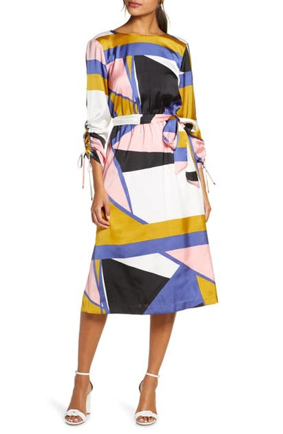 Shop Julia Jordan Geo Print French Twill Dress In Ivory Multi