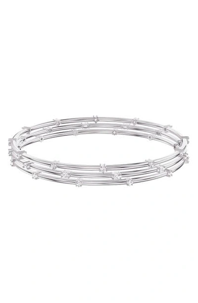 Shop Swarovski X Penelope Cruz Moonsun 3-piece Bangle Bracelet Set In Cz White