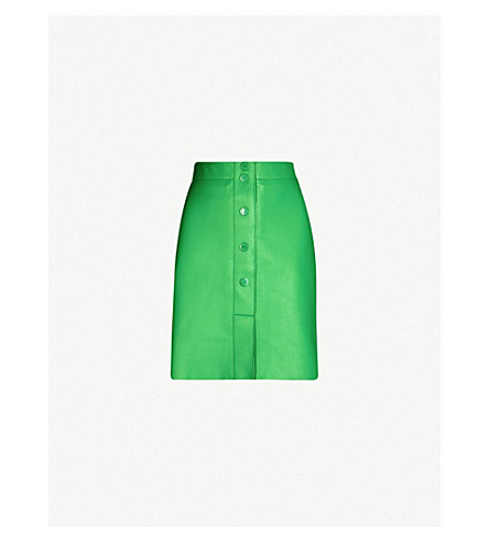 sandro green leather skirt