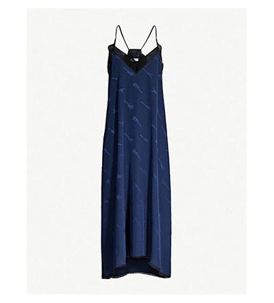 Shop Zadig & Voltaire Risty Jac Guitare Silk Midi Slip Dress In Sailor