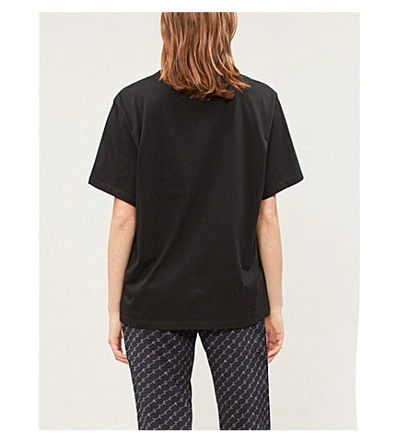 Shop Stella Mccartney Womens Black Logo-print Cotton-jersey T-shirt 4