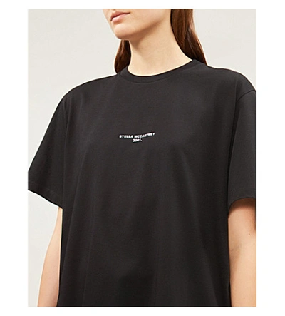 Shop Stella Mccartney Womens Black Logo-print Cotton-jersey T-shirt 4