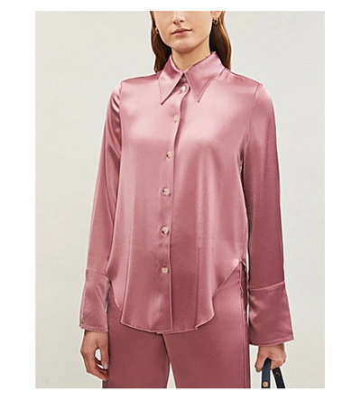 Shop Nanushka Mandine Long-sleeved Satin Shirt In Rose
