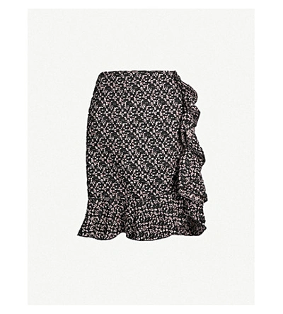 Shop Giambattista Valli Ruffled Cotton-blend Tweed Skirt In Black Rose White