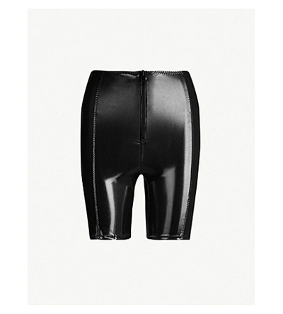 Shop Lisa Marie Fernandez High-rise Skinny Pvc Shorts In Black Pvc