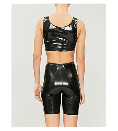 Shop Lisa Marie Fernandez High-rise Skinny Pvc Shorts In Black Pvc