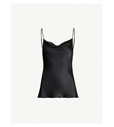 Shop Nili Lotan Gemma Cowl-neck Silk-satin Camisole In Black