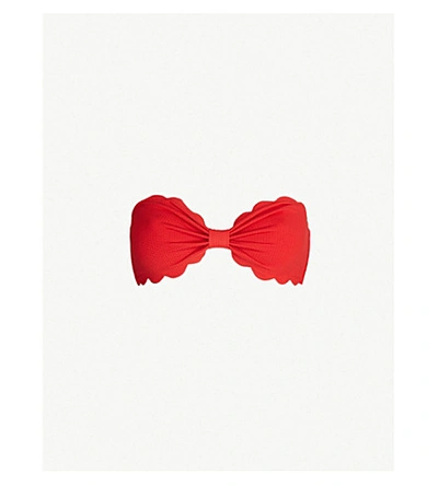 Marysia Antibes Scalloped Bandeau Bikini Top In Solid Cherry