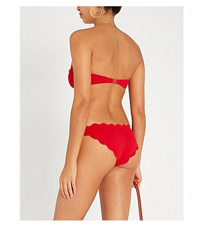 Shop Marysia Antibes Scalloped Bikini Top In Solid Cherry