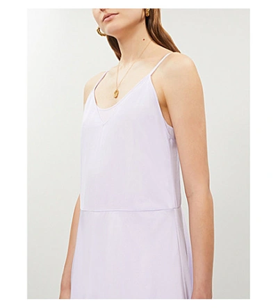 Shop Vince Double-layer Crushed-texture V-neck Twill Midi Dress In Pale Iris