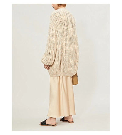 Shop The Row Seilde Chunky Cashmere-silk Cardigan In Light Biege Marled