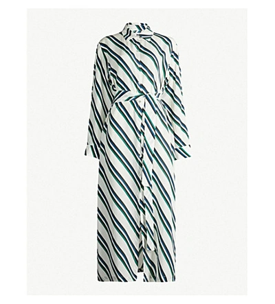 Shop Asceno Striped Silk-crepe Shirt Dress In Diagonal Stripe