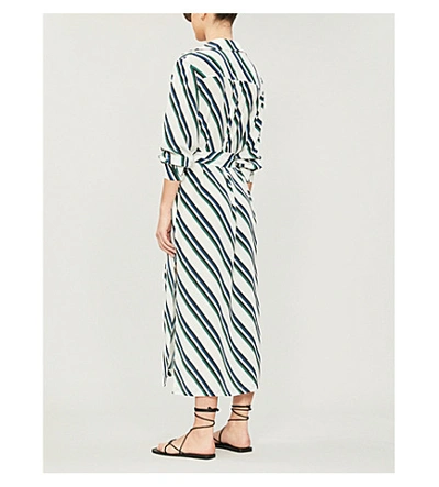 Shop Asceno Striped Silk-crepe Shirt Dress In Diagonal Stripe