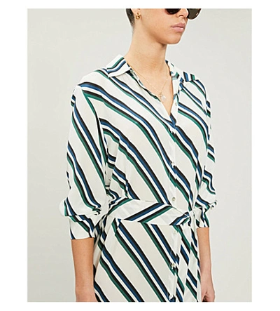 Shop Asceno Striped Silk-crepe Shirt Dress In Diagonal Stripe