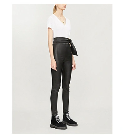 Shop J Brand X Elsa Hosk Friday High-rise Leather Leggings In Black
