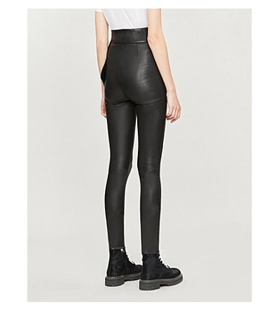 Shop J Brand X Elsa Hosk Friday High-rise Leather Leggings In Black
