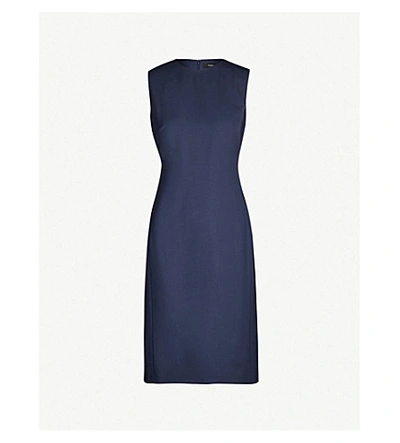 Shop Theory Eano Knee-length Stretch-wool Dress In Sea Blue