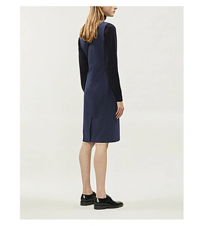 Shop Theory Eano Knee-length Stretch-wool Dress In Sea Blue