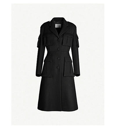 Shop Prada Patch-pocket Wool Coat In Nero