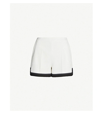 Shop Claudie Pierlot Contrast-trim High-rise Crepe Shorts In Ecru