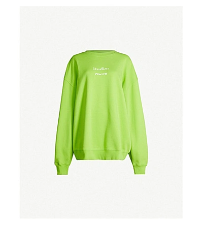 Shop Acne Studios Logo-print Cotton-jersey Sweatshirt In Neon Yellow