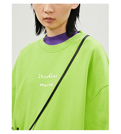 Shop Acne Studios Logo-print Cotton-jersey Sweatshirt In Neon Yellow