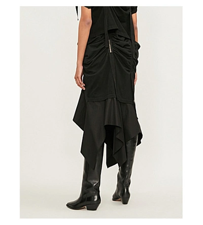Shop Aganovich Draped Cotton-jersey Skirt In Black