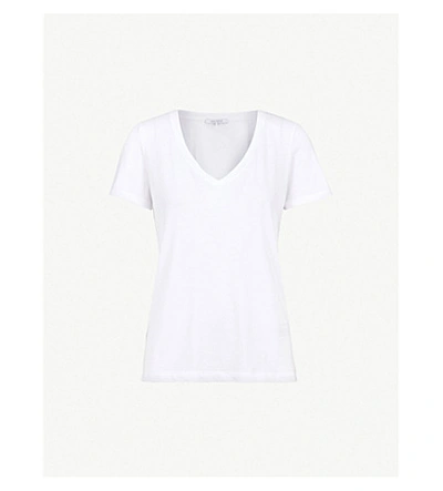 Shop Ninety Percent Ruby V-neck Cotton-jersey T-shirt In White