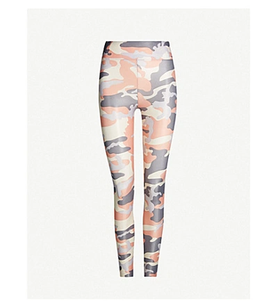 Shop Koral Camouflage-print Lustrous High-shine Stretch-jersey Leggings In Rose Quartz