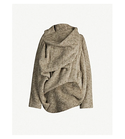 Shop Rick Owens Lascaux Draped Wool-blend Jacket In Dust