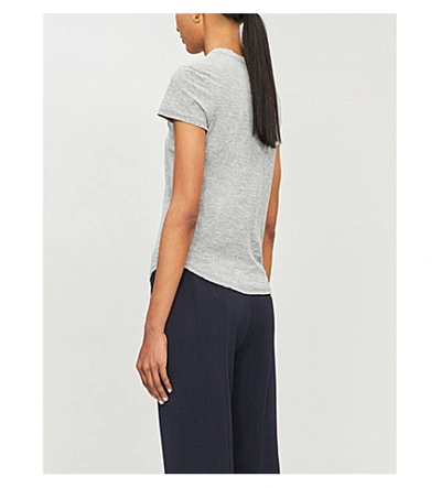 Shop James Perse Marled Semi-sheer Cotton-jersey T-shirt In Heather Grey