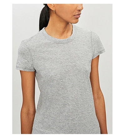 Shop James Perse Marled Semi-sheer Cotton-jersey T-shirt In Heather Grey