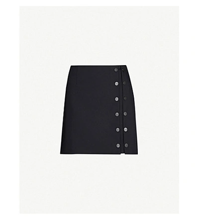Shop Artica Arbox Buttoned Wool-blend Mini Skirt In Black