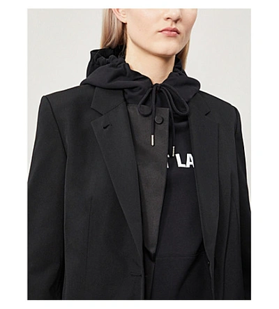 Shop Helmut Lang Notch-lapel Collared Wool Blazer In Black