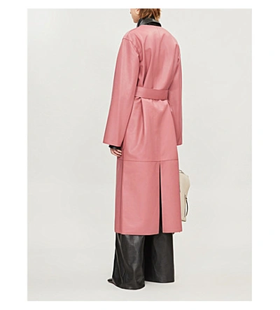 Shop Loewe Leather Wrap Coat In Pink