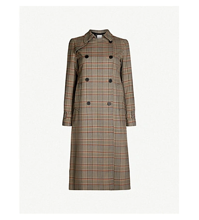 Shop Sandro Checked Double-breasted Coat In Multi Color