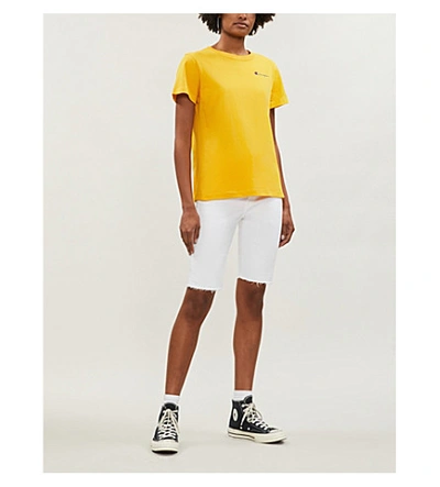 Shop Champion Logo-print Cotton-jersey T-shirt In Yellow