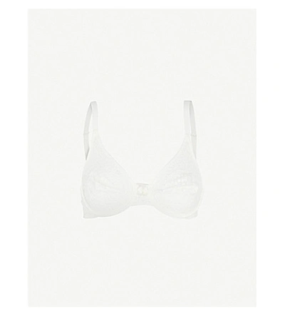 Shop Wacoal Halo Stretch-lace Moulded Underwired Bra In Ivory