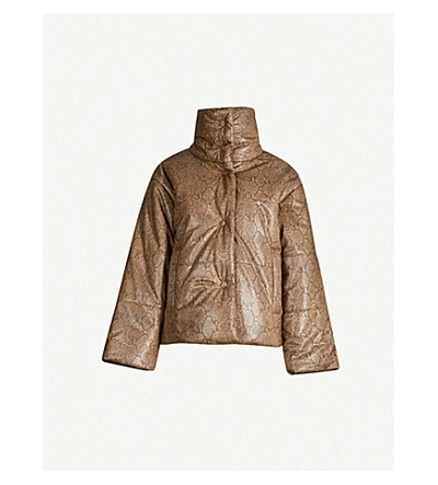 Shop Nanushka Hide Padded Vegan-leather Puffer Jacket In Brown