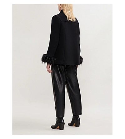 Shop Claudie Pierlot Green Bis Wool-blend Coat In Black