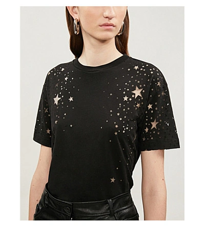 Shop Stella Mccartney Star Cutout Cotton-jersey T-shirt In Black