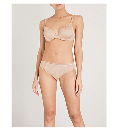 Shop Chantelle Womens Nude Courcelles Mesh Briefs Xs