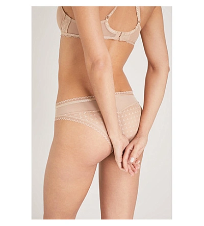 Shop Chantelle Womens Nude Courcelles Mesh Briefs Xs