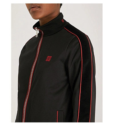Shop Givenchy Logo-embroidered Jersey Jacket In Black/red