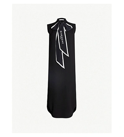 Shop Givenchy Scarf-trim Crepe Midi Dress In Black
