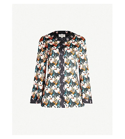 Shop Temperley London Dragonfly Printed Crepe Jacket In Black Mix