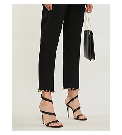 Shop Burberry Slim-fit High-rise Wool And Silk-blend Trousers In Black