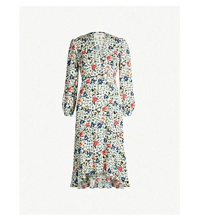 Shop Ba&sh Paloma Floral-print Crepe Dress In Ecru