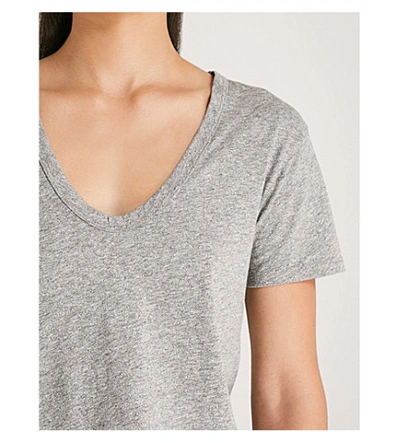 Shop Ag The Henson Jersey-blend T-shirt In Speckled Heather Grey