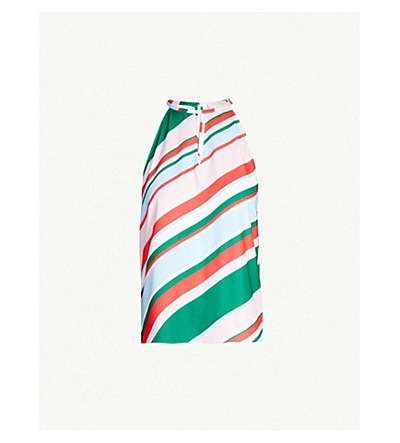 Shop Ted Baker Tutti Frutti Stripe-print Crepe Halterneck Top In White